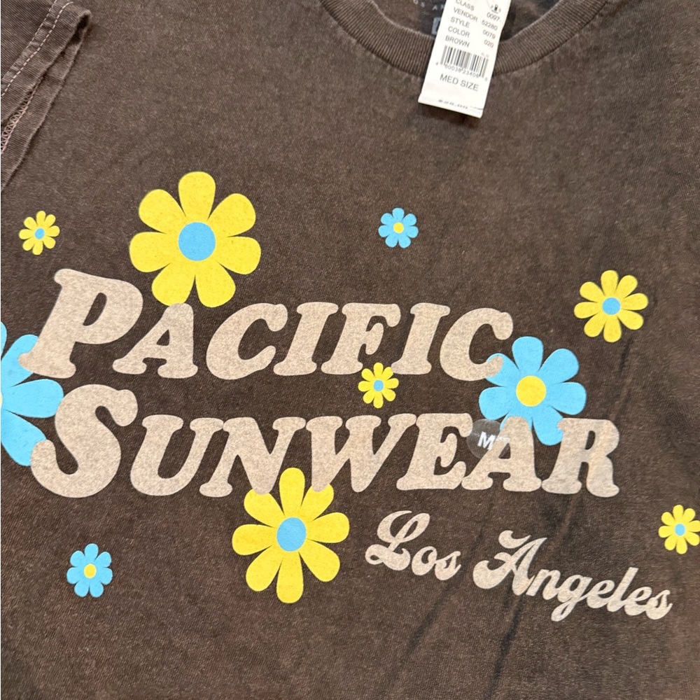 Pacific Sunwear Floral Brown Tee
